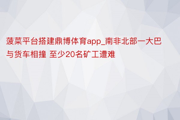 菠菜平台搭建鼎博体育app_南非北部一大巴与货车相撞 至少2